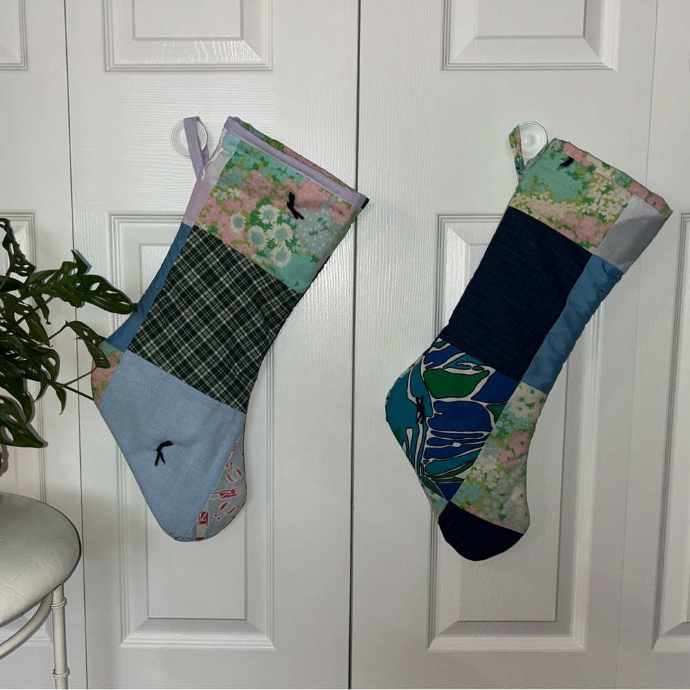 Upcycled Quilt Stocking Set